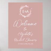 Poster Panneau de bienvenue pour la douche de mariée Mono (Devant)