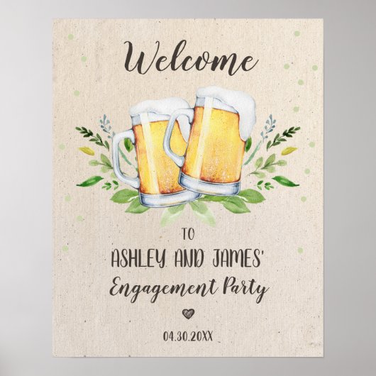 Poster Panneau de bienvenue pour la fête de fiançailles L (Devant)