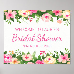 Poster Panneau de bienvenue pour la fête de mariage flora