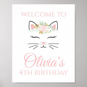 Poster Panneau de bienvenue pour l'anniversaire d'un chat