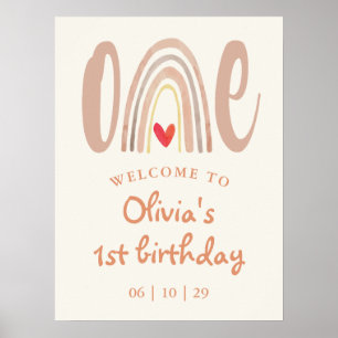 Poster Panneau de bienvenue pour le 1er anniversaire Boho