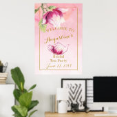 Poster Panneau de bienvenue pour le thé de mariage Magnol (Bureau à domicile)
