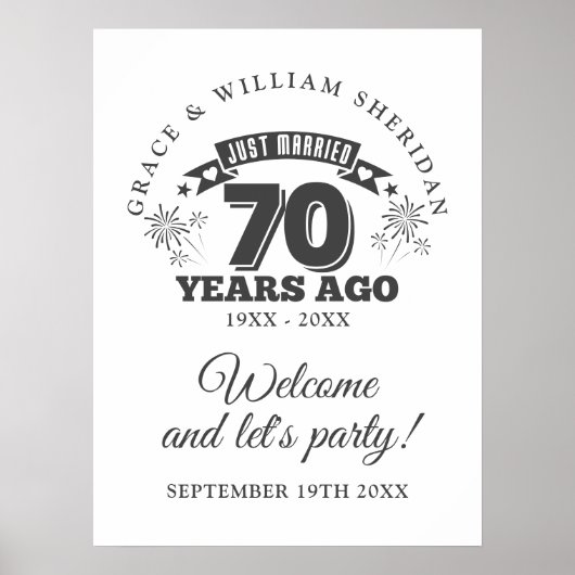 Poster Panneau de bienvenue pour les 70 ans de mariage (Devant)