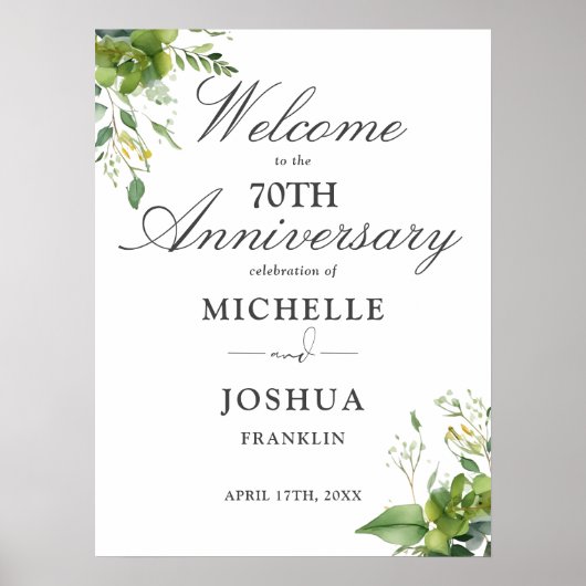 Poster Panneau de bienvenue pour les 70 ans de mariage av (Devant)