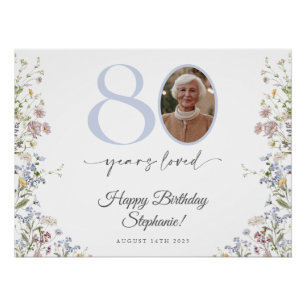 Poster Panneau de bienvenue pour les 80 ans avec photo de