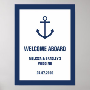 Poster Panneau de bienvenue pour mariage à l'ancre nautiq