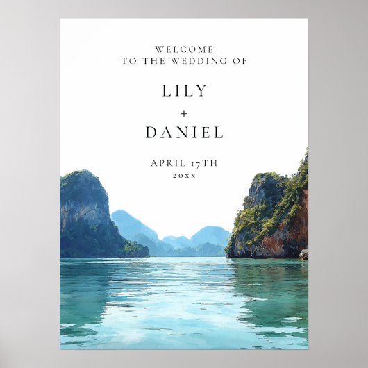 Poster Panneau de bienvenue pour mariage à Phuket Thaïlan (Devant)