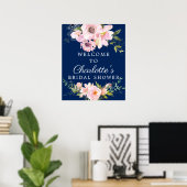 Poster Panneau de bienvenue pour mariage avec roses et pi (Bureau à domicile)