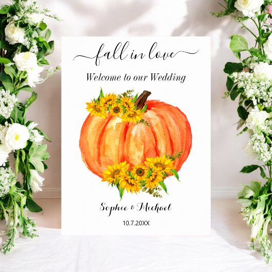 Poster Panneau de bienvenue pour mariage d'automne affich