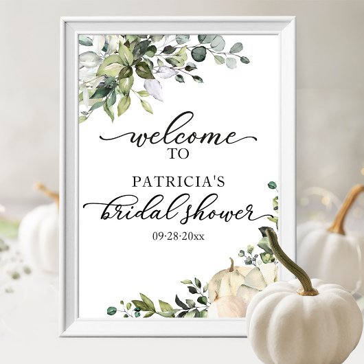 Poster Panneau de bienvenue pour mariage Greenery Pumpkin