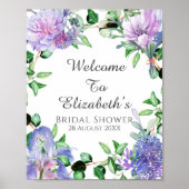 Poster Panneau de bienvenue pour mariage Iris Hydrangeas (Devant)