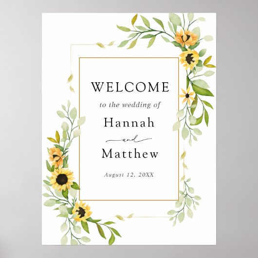 Poster Panneau de bienvenue pour mariage tournesol (Devant)