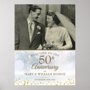 Poster Panneau de bienvenue pour photo de mariage 50e ann