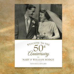 Poster Panneau de bienvenue pour photo de mariage d'anniv