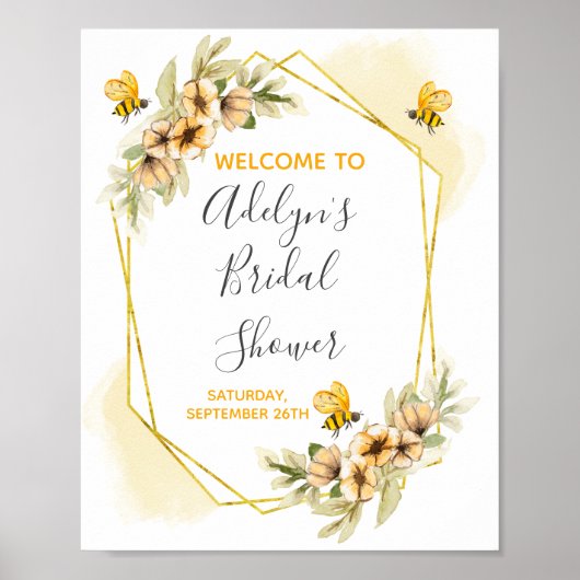 Poster Panneau de bienvenue pour un mariage abeille (Devant)