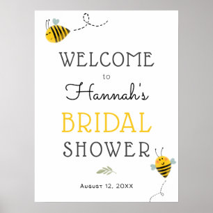 Poster Panneau de bienvenue pour un mariage de abeille