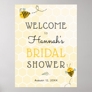 Poster Panneau de bienvenue pour un mariage de abeille