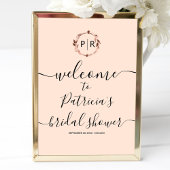 Poster Panneau de bienvenue pour un mariage Monogram en p