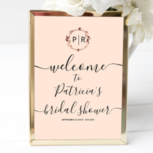 Poster Panneau de bienvenue pour un mariage Monogram en p