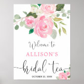 Poster Panneau de bienvenue pour un thé de mariage floral (Devant)