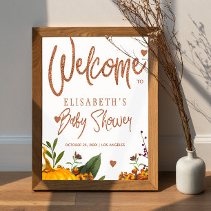Poster Panneau de bienvenue pour une baby shower automnal