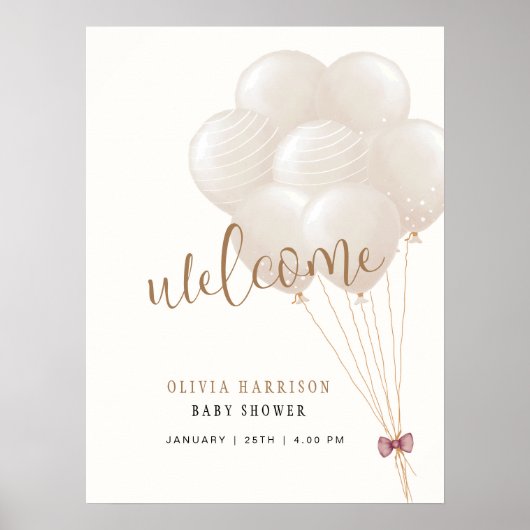 Poster Panneau de bienvenue pour une baby shower avec des (Devant)