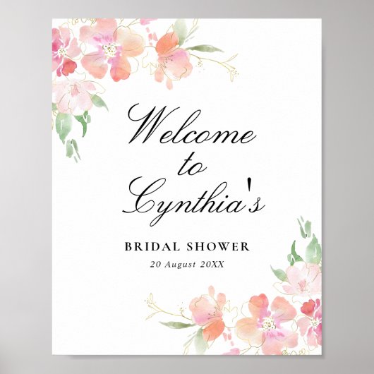 Poster panneau de bienvenue pour une baby shower de maria (Devant)