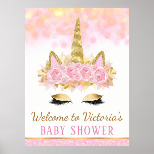 Poster Panneau de bienvenue pour une baby shower Licorne