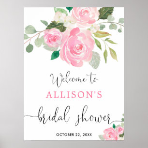 Poster Panneau de bienvenue pour une baby shower rose ave