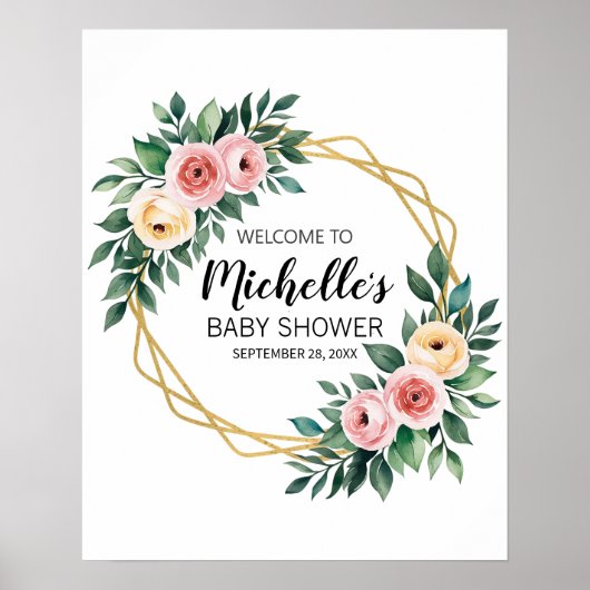 Poster Panneau de bienvenue pour une baby shower sur le t (Devant)