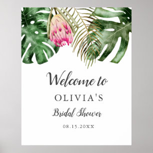 Poster Panneau de bienvenue pour une baby shower tropical