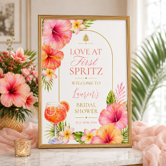 Poster Panneau de bienvenue pour une Baby Shower tropical