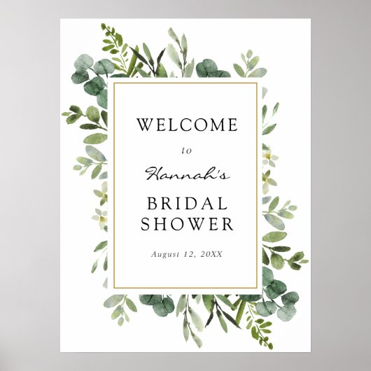 Poster Panneau de bienvenue pour une douche de mariage Eu (Devant)
