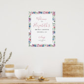 Poster Panneau de bienvenue pour une douche de mariage Fl (Cuisine)