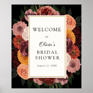 Poster Panneau de bienvenue pour une douche de mariée flo