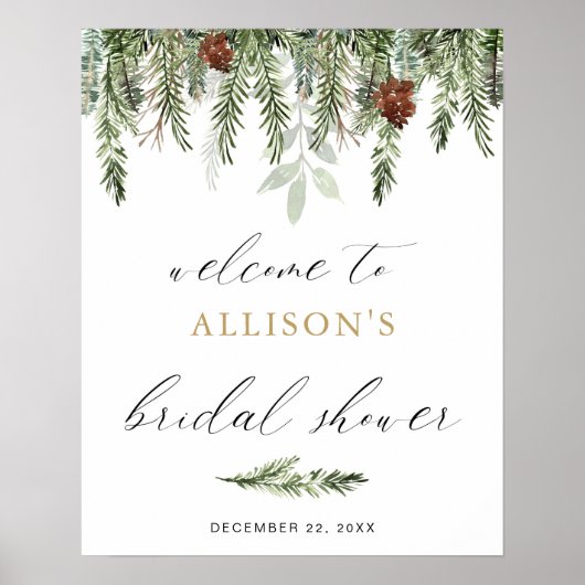 Poster Panneau de bienvenue pour une douche de mariée hiv (Devant)