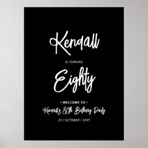 Poster Panneau de bienvenue pour une fête chic de 80e ann