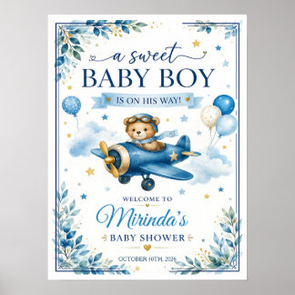Poster Panneau de bienvenue pour une fête de bébé garçon