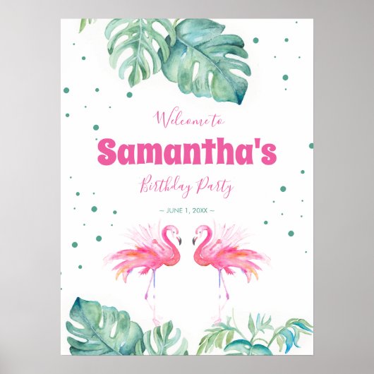 Poster Panneau de bienvenue pour une fête de Flamingo Tro (Devant)