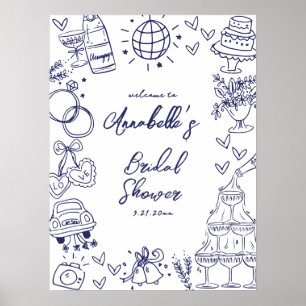 Poster Panneau de bienvenue pour une fête de mariage dess