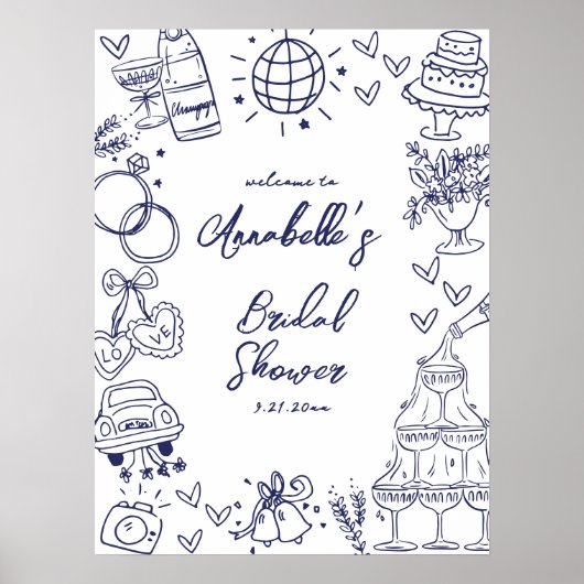 Poster Panneau de bienvenue pour une fête de mariage dess (Devant)