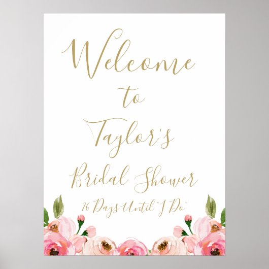 Poster Panneau de bienvenue pour une fête de mariage flor (Devant)