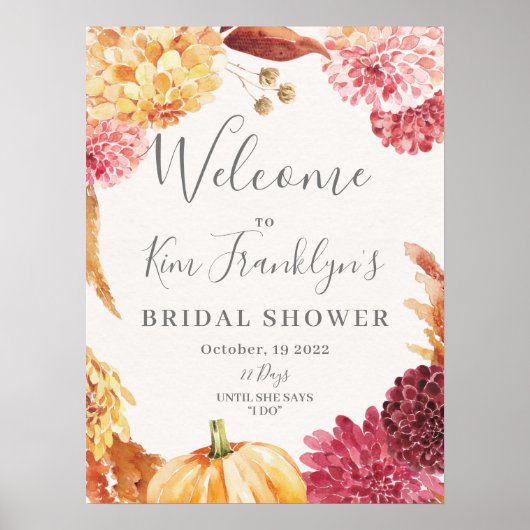 Poster Panneau de bienvenue pour une fête de mariage flor (Devant)
