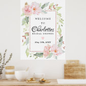 Poster Panneau de bienvenue pour une fête de mariage rose (Cuisine)