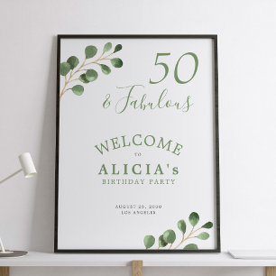 Poster Panneau de bienvenue pour une fête élégante de 50e
