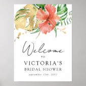 Poster Panneau de bienvenue pour une fête prénuptiale flo (Devant)