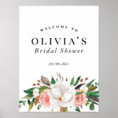 Poster Panneau de bienvenue pour une fête prénuptiale flo (Devant)