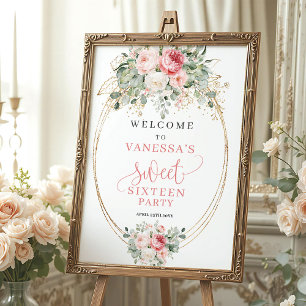 Poster Panneau de bienvenue romantique poussiéreux rose f