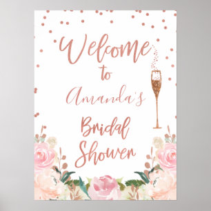 Poster Panneau de bienvenue Rose Gold Brunch Bubbly pour