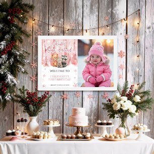 Poster Panneau de bienvenue rose pour la première photo d